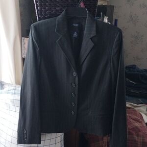 Chaps Women's Charcol Gray Pinstripe Blazer